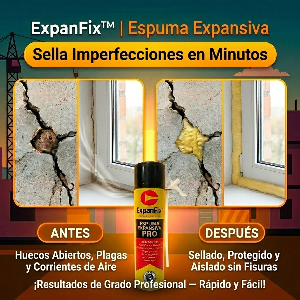 ExpanFix™ | Espuma Expansiva | Sella Imperfecciones en Minutos