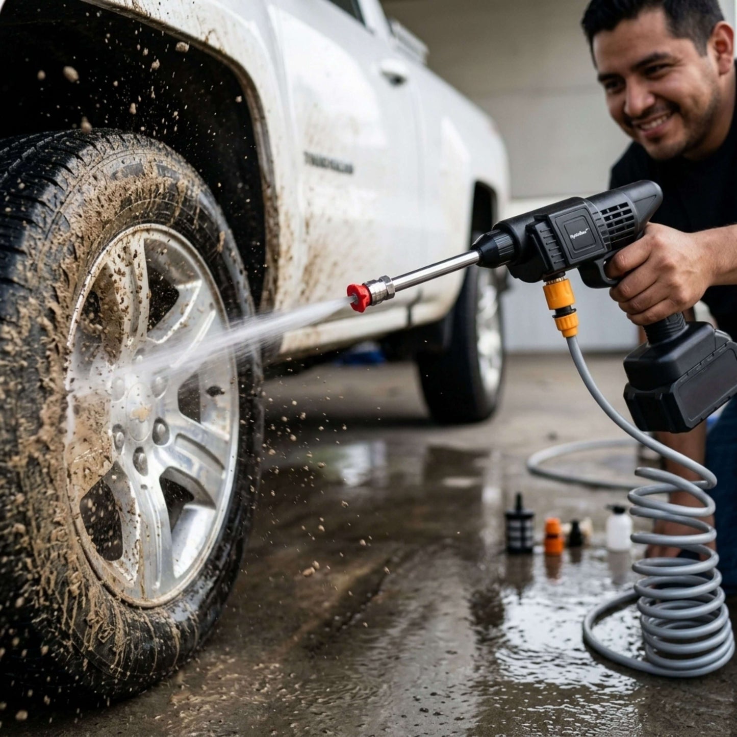 HydroMax™ Hidrolavadora Portátil: Lava tu Coche en 20 Minutos Sin Desperdiciar Agua (Batería de Larga Duración y Chorro de Alta Presión)
