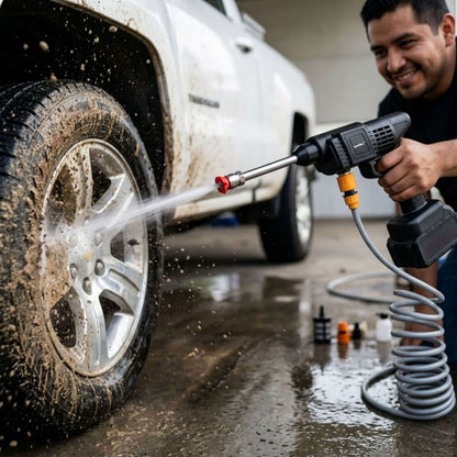 HydroMax™ Hidrolavadora Portátil: Lava tu Coche en 20 Minutos Sin Desperdiciar Agua (Batería de Larga Duración y Chorro de Alta Presión)