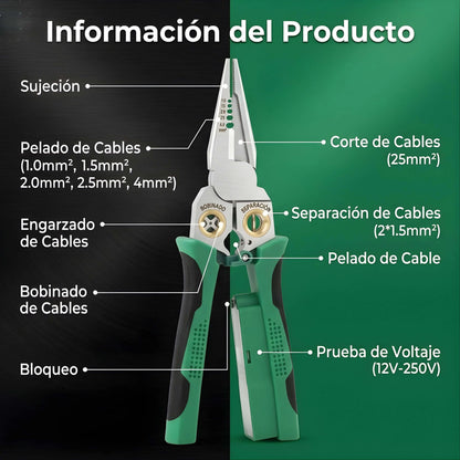 Pinza Pelacables 8 en 1 con Detector de Voltaje VoltGuard™: Nunca Más Toques Cables a Ciegas (Detecta Corriente ANTES de Cortar)