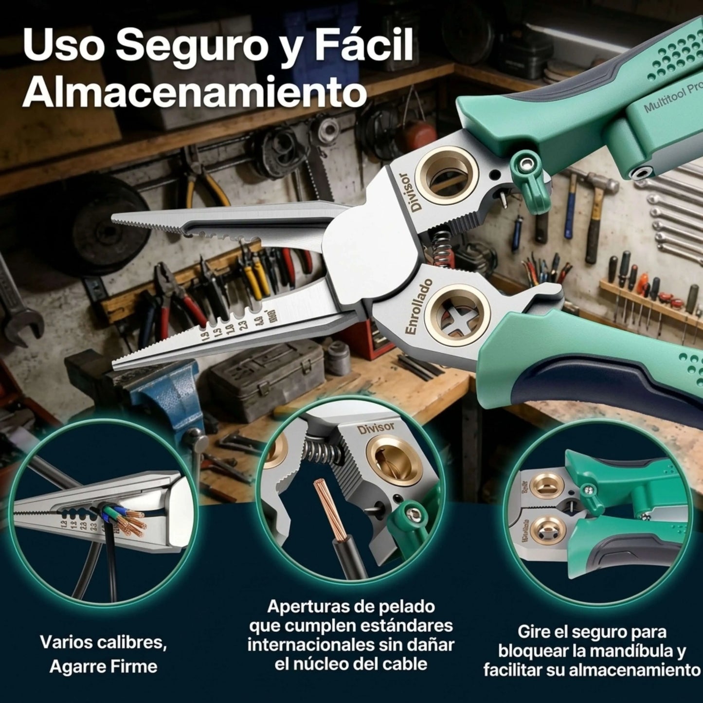 Pinza Pelacables 8 en 1 con Detector de Voltaje VoltGuard™: Nunca Más Toques Cables a Ciegas (Detecta Corriente ANTES de Cortar)