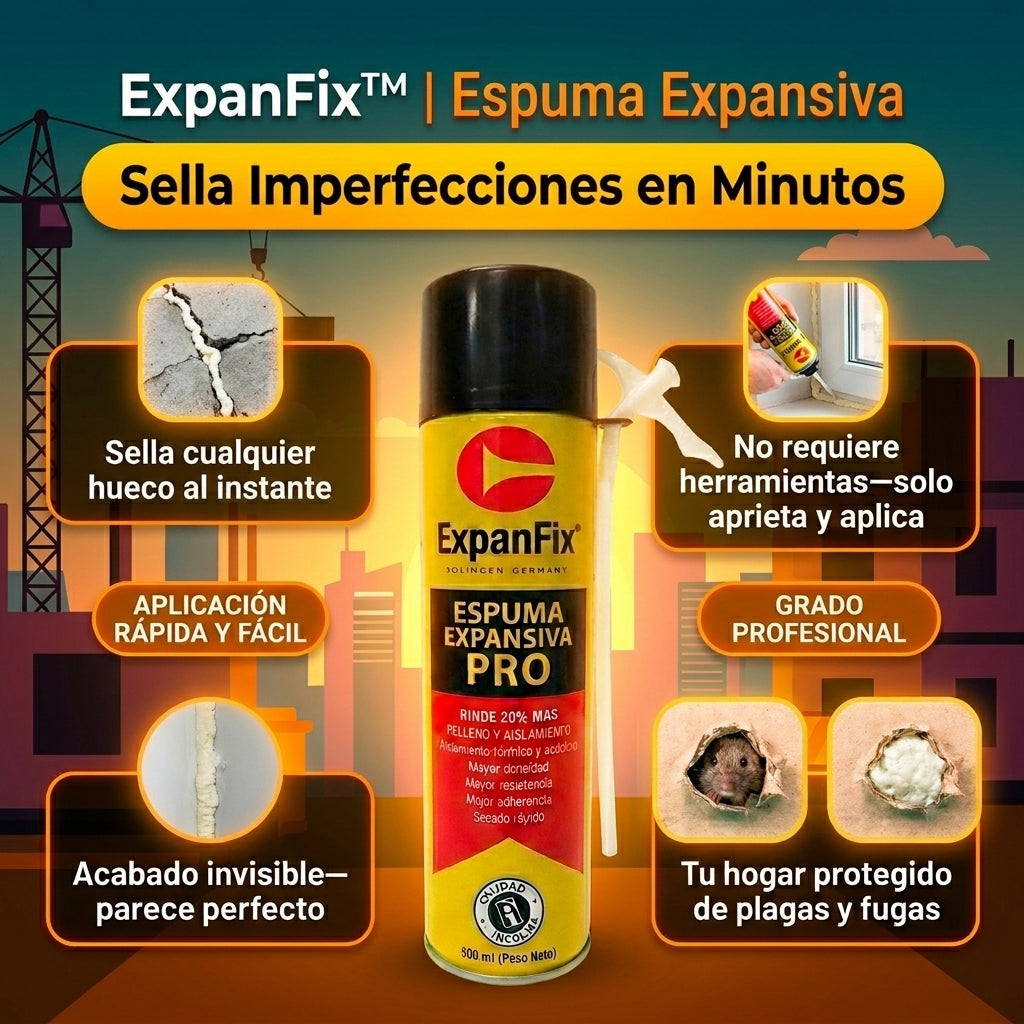 ExpanFix™ | Espuma Expansiva | Sella Imperfecciones en Minutos