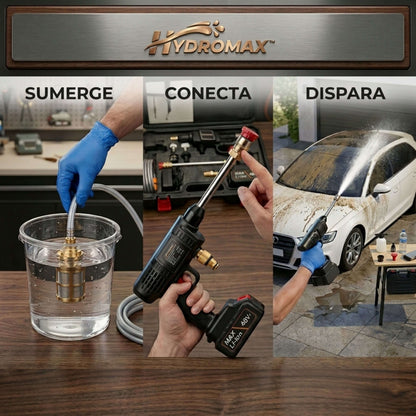 HydroMax™ Hidrolavadora Portátil: Lava tu Coche en 20 Minutos Sin Desperdiciar Agua (Batería de Larga Duración y Chorro de Alta Presión)