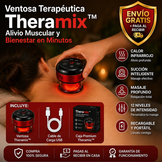 Theramix™ | Ventosa Terapéutica 3 En 1 + 12 Niveles | Alivio Muscular Inteligente En Casa