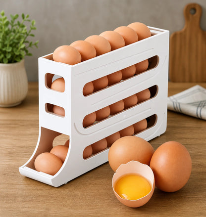 2x1 - EggRoll™ | Organizador Automático de Huevos 4 Niveles | Cocina Ordenada en Segundos