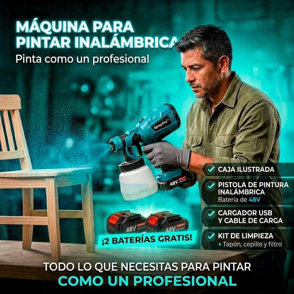 SprayPro™ Inalámbrica : Adiós a las Brochas Desordenadas y Acabados Desparejos