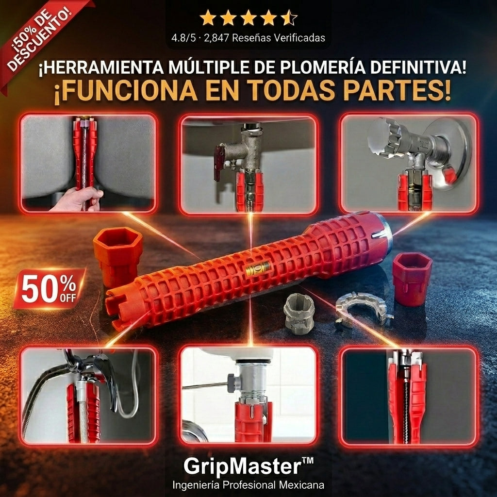 Llave Multifunción GripMaster™: Repara Esa Fuga Hoy Sin Llamar al Plomero