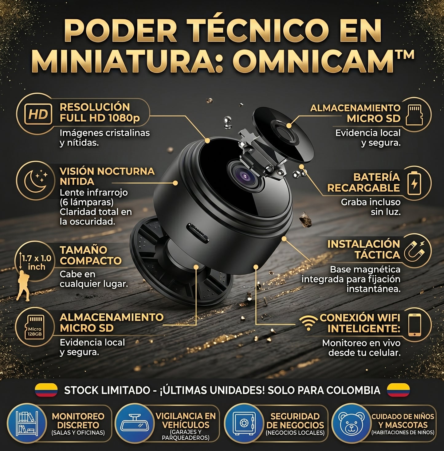OmniCam™ | Mini Cámara Mágnetica Inalámbrica | Vigila Desde Cualquier Lugar