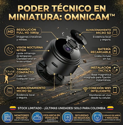 OmniCam™ | Mini Cámara Mágnetica Inalámbrica | Vigila Desde Cualquier Lugar