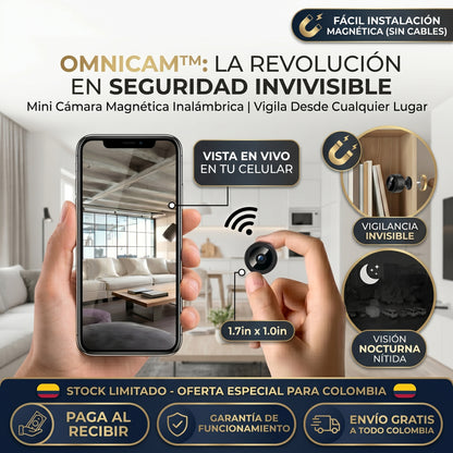 OmniCam™ | Mini Cámara Mágnetica Inalámbrica | Vigila Desde Cualquier Lugar