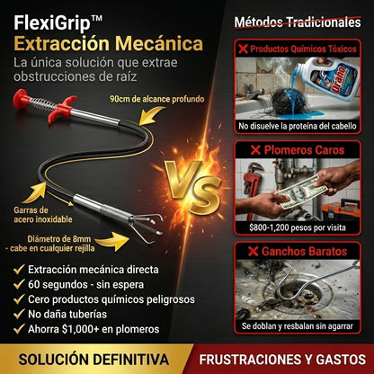 ¡2X1! Pinzas FlexiGrip™: Arranca el Tapón de Cabello en 60 Segundos (Sin Químicos Peligrosos)