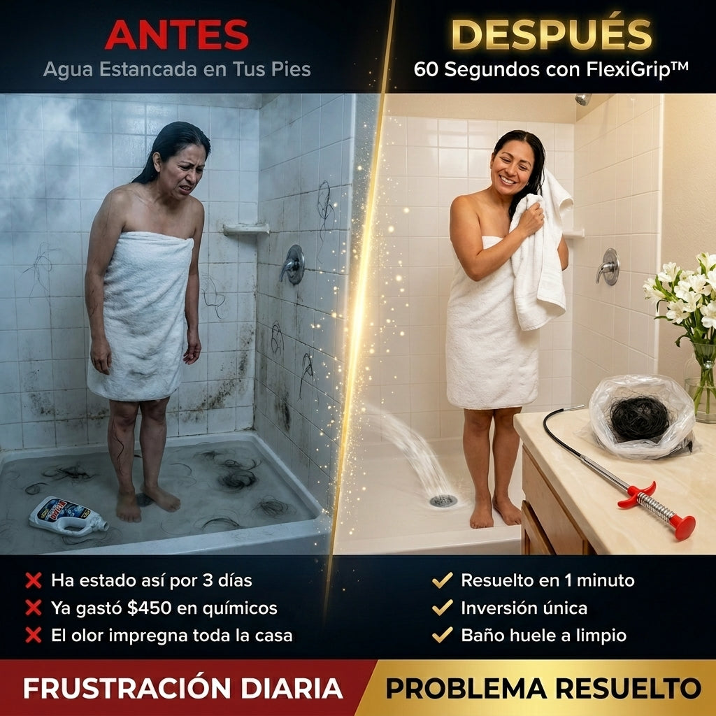 ¡2X1! Pinzas FlexiGrip™: Arranca el Tapón de Cabello en 60 Segundos (Sin Químicos Peligrosos)