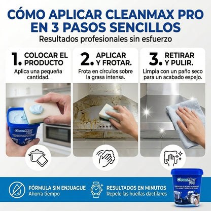 Combo 2x1 CleanMax Pro™ | Crema que Limpia, Pule y Protege | Acero Inoxidable Brillante Como Nuevo