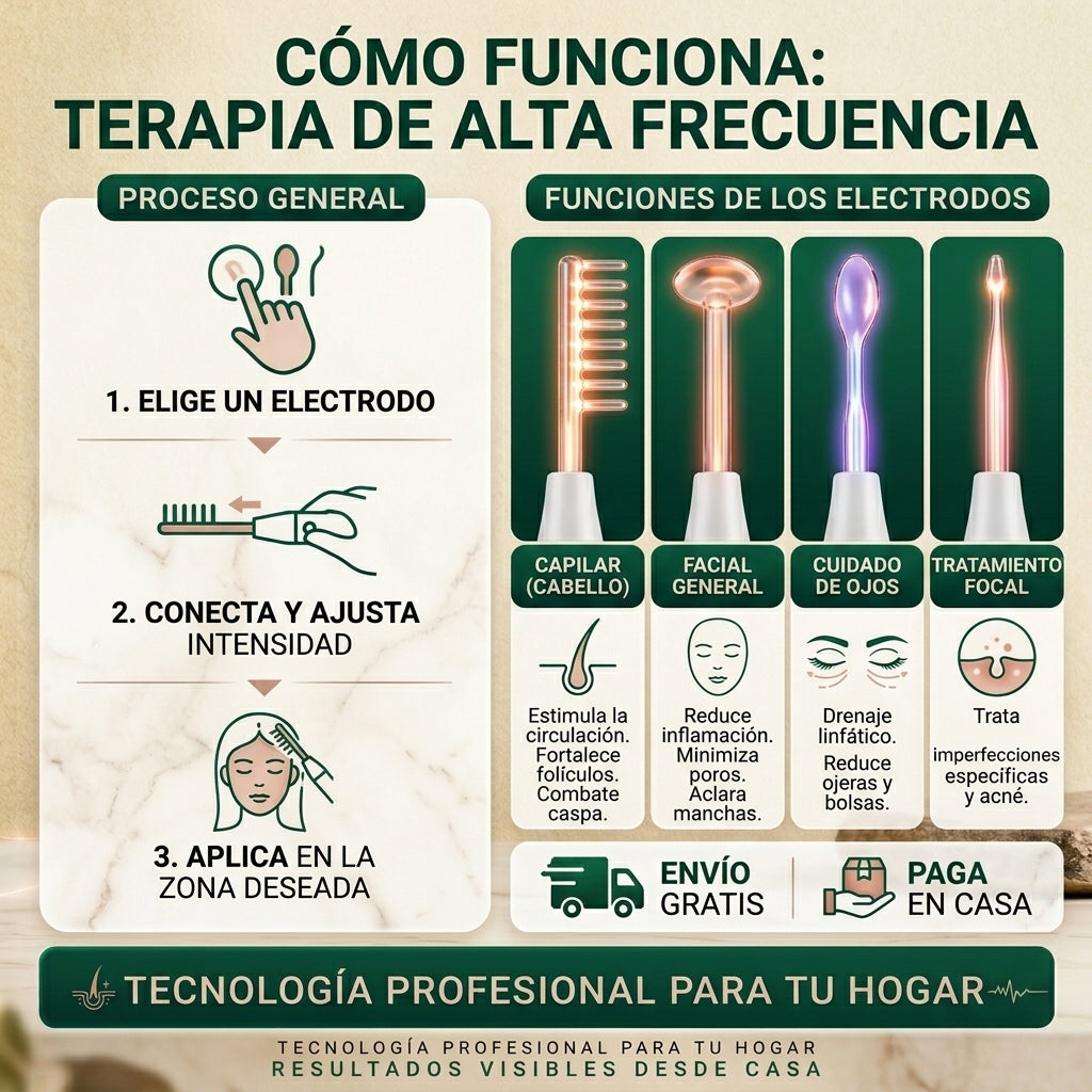 BioStim™  | Alta Frecuencia Facial y Capilar | Piel Joven y Cabello Fuerte