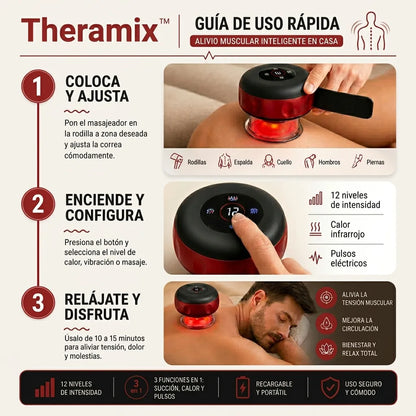 Theramix™ | Ventosa Terapéutica 3 En 1 + 12 Niveles | Alivio Muscular Inteligente En Casa