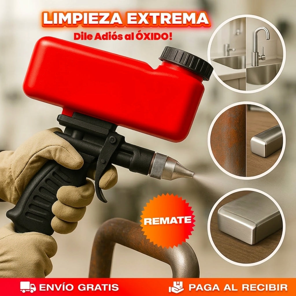 SandBlaster™ Pistola Chorro de Arena Neumática: Elimina el óxido donde las lijas no llegan y Recupera tus piezas para siempre