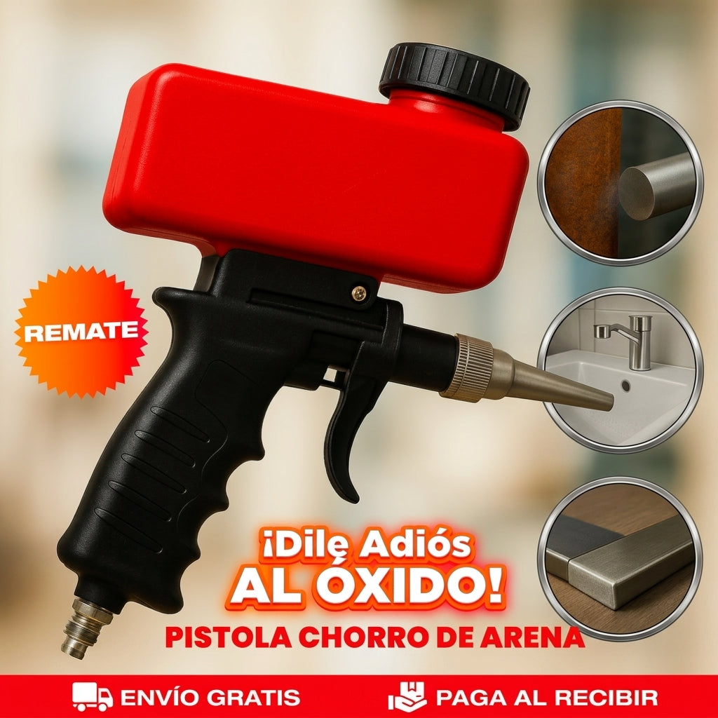 SandBlaster™ Pistola Chorro de Arena Neumática: Elimina el óxido donde las lijas no llegan y Recupera tus piezas para siempre