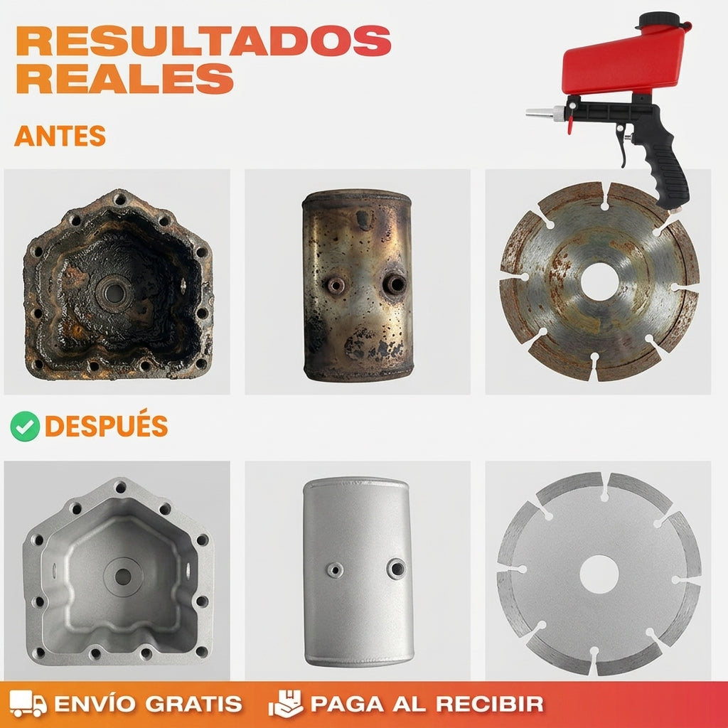 SandBlaster™ Pistola Chorro de Arena Neumática: Elimina el óxido donde las lijas no llegan y Recupera tus piezas para siempre