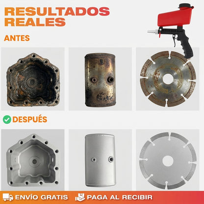 SandBlaster™ Pistola Chorro de Arena Neumática: Elimina el óxido donde las lijas no llegan y Recupera tus piezas para siempre