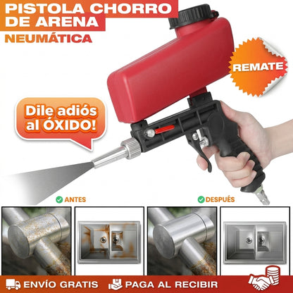 SandBlaster™ Pistola Chorro de Arena Neumática: Elimina el óxido donde las lijas no llegan y Recupera tus piezas para siempre